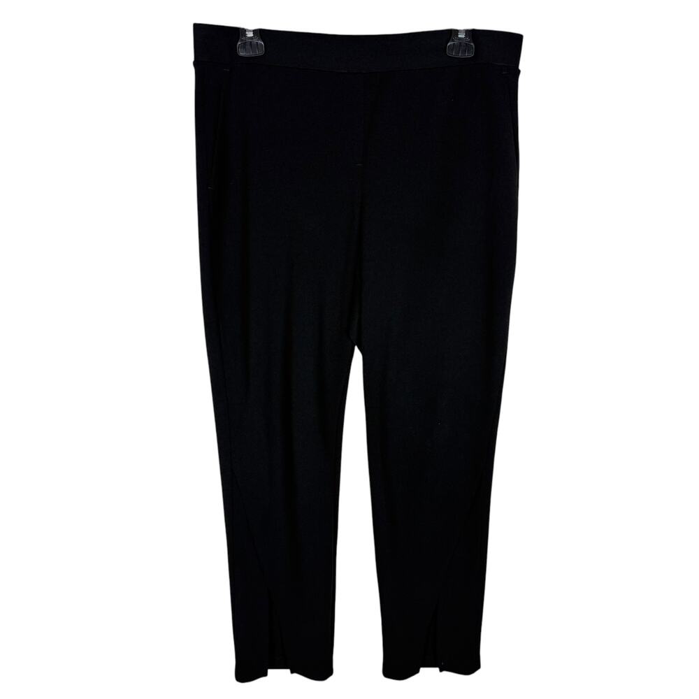 Vince Camuto Pants Women Medium Black Stretch Mid-Rise Elastic‎ Waist Ankle Slit